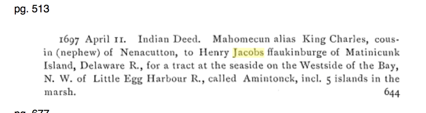 Indian Deed to Henry Jacobs Falkinburg